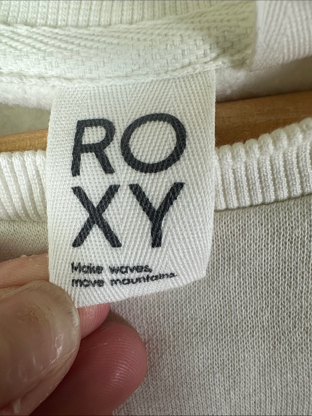 Roxy Cream Cropped Maui Graphic Sweatshirt with Teal Wave - Picture 2 of 4